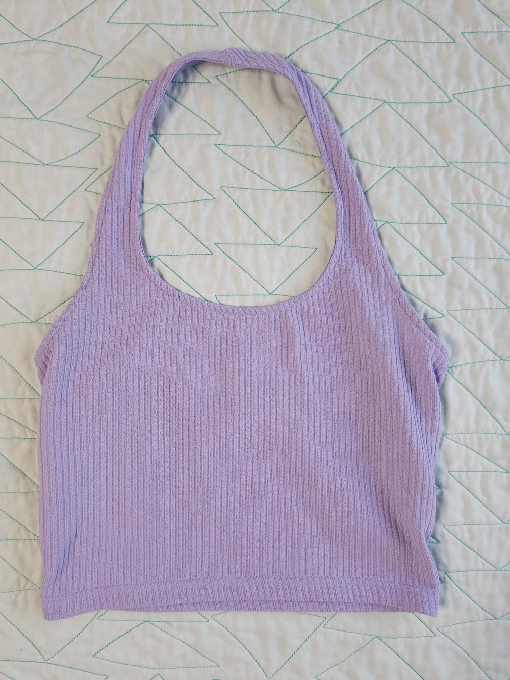 H&M Divided Purple Lavender Ribbed Crop Halter Top